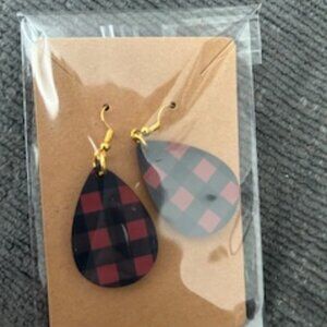 Buffalo Plaid Teardrop Earrings - NWT (1/$10 or 2/$15)